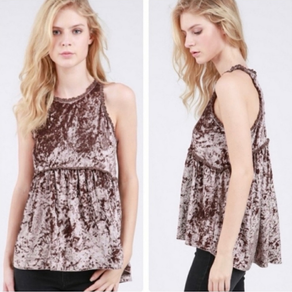 POL Velvet Tank Top Silver Size Small